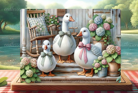FLORAL PORCH GEESE
