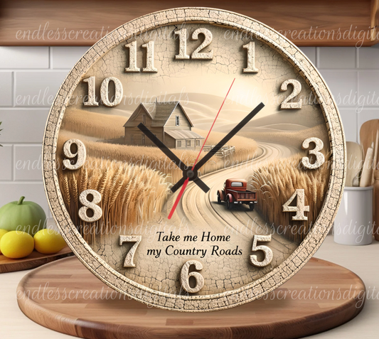 COUNTRY ROADS ROUND/CLOCK DESIGN