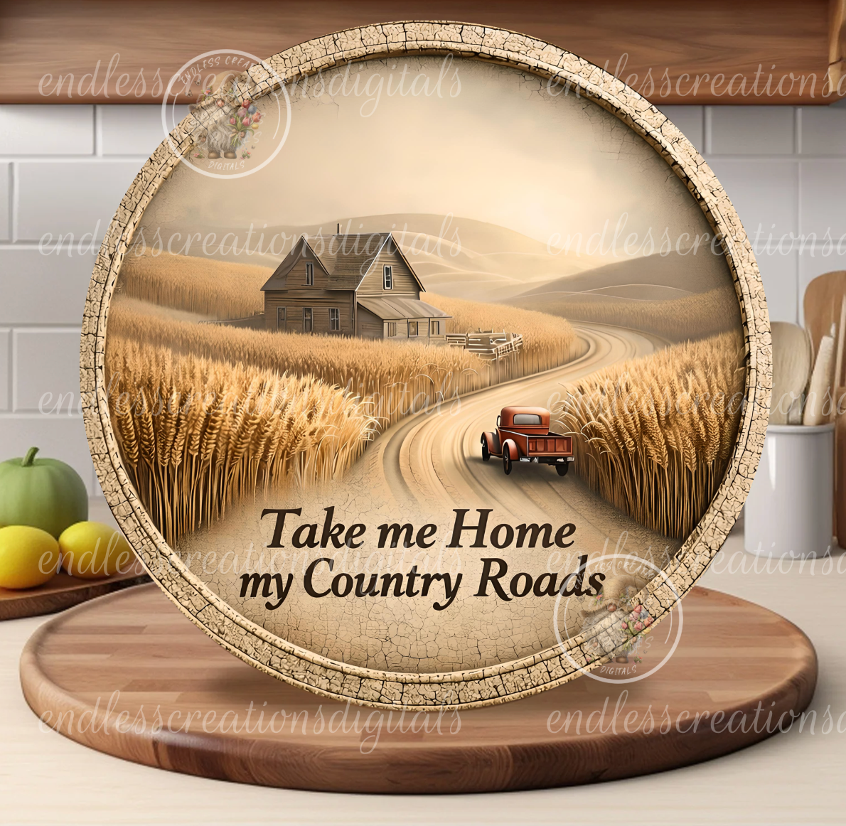 COUNTRY ROADS ROUND/CLOCK DESIGN