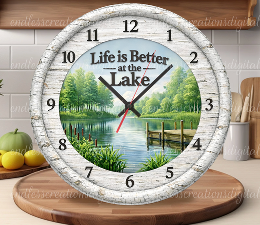 LIFE IS BETTER AT THE LAKE ROUND/CLOCK DESIGN