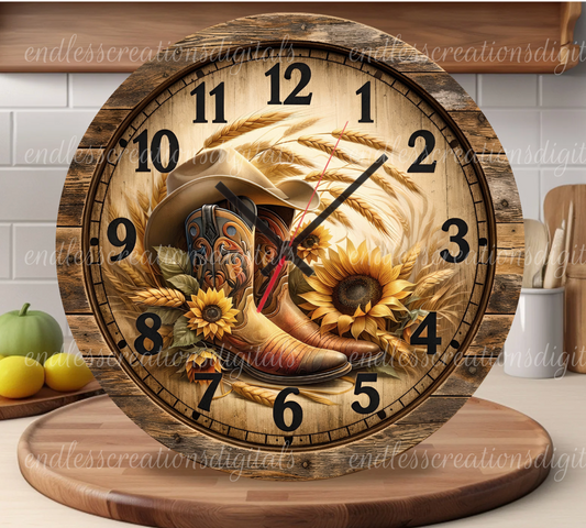 COWBOY TAKE ME AWAY ROUND/CLOCK DESIGN BUNDLE OF 4