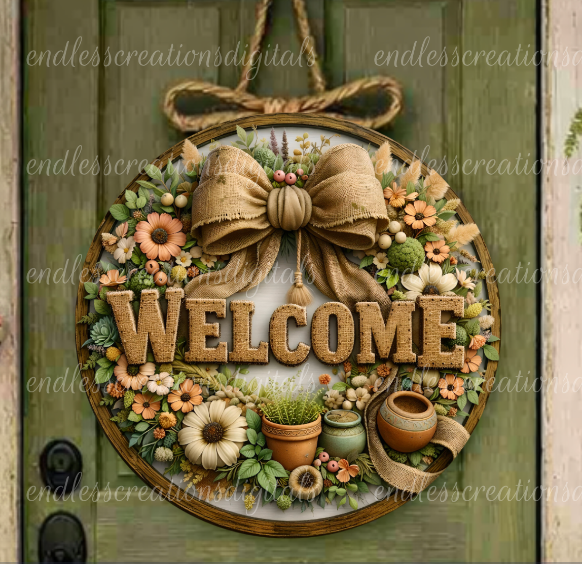 GARDEN HERBS FLORAL ROUND/CLOCK DESIGN
