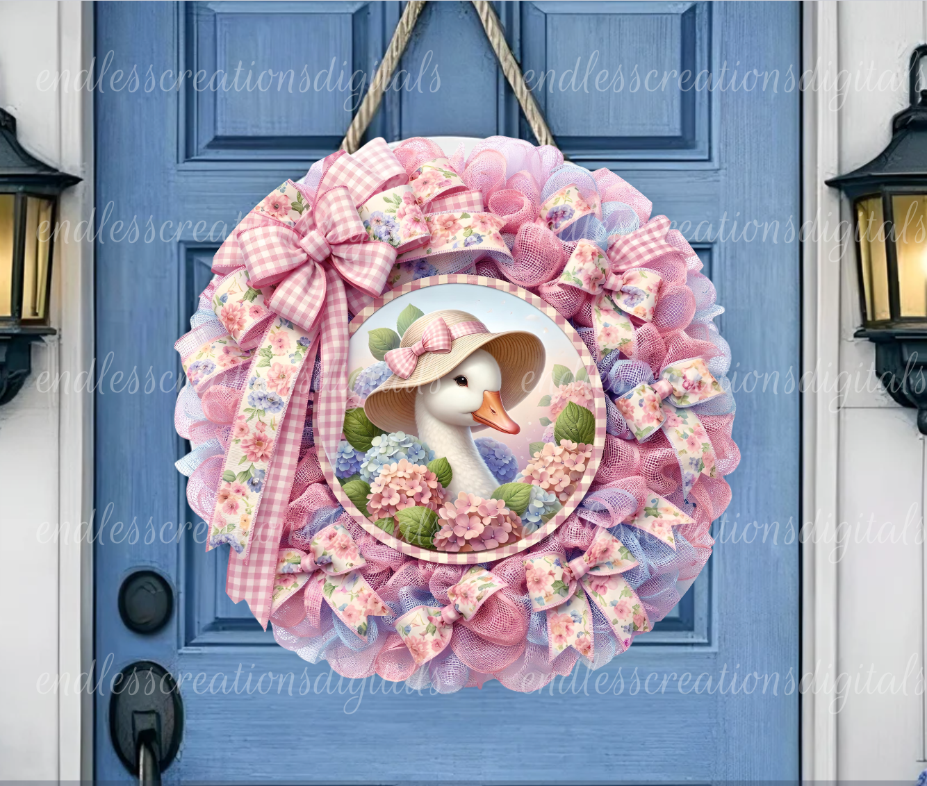 FLORAL HYDRANGEA GOOSE ROUND/CLOCK DESIGN BUNDLE OF 4