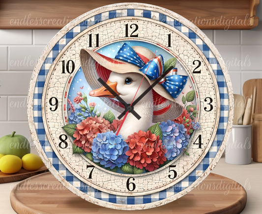 PATRIOTIC FLORAL GOOSE ROUND/CLOCK DESIGN BUNDLE OF 4