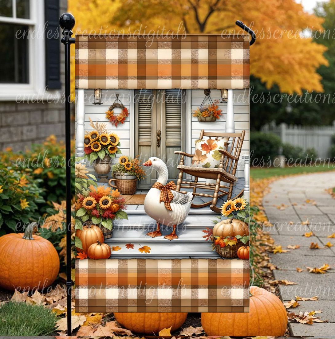 WELCOME FALL GOOSE GARDEN FLAG