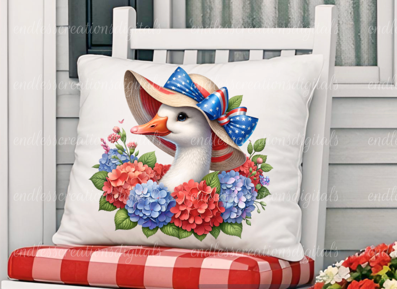 PATRIOTIC FLORAL GOOSE ROUND/CLOCK DESIGN BUNDLE OF 4