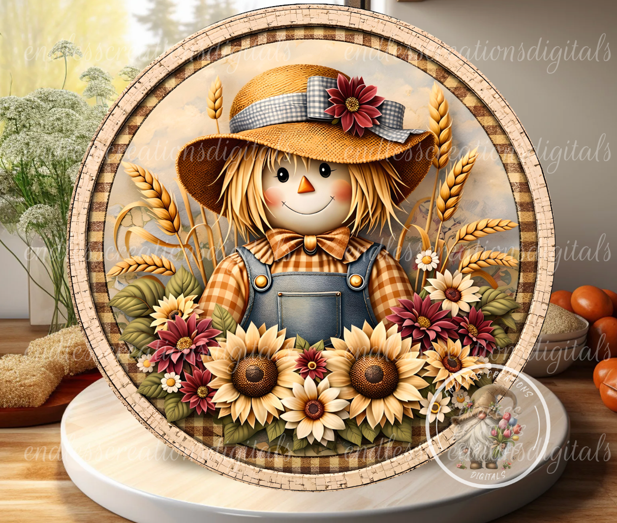 FALL SCARECROW CLOCK DESIGN BUNDLE OF 4