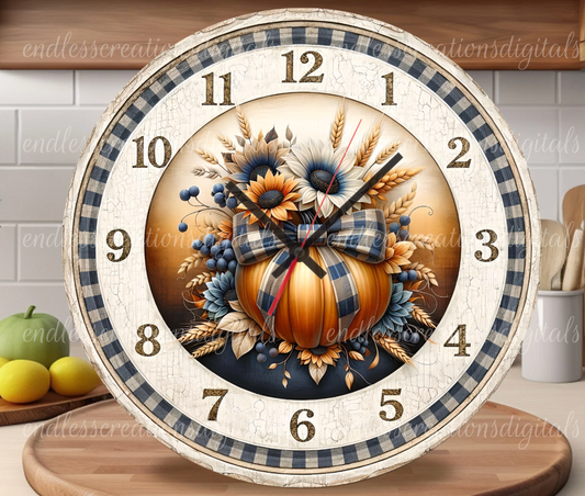 FLORAL FALL PUMPKIN ROUND/CLOCK DESIGN BUNDLE OF 3