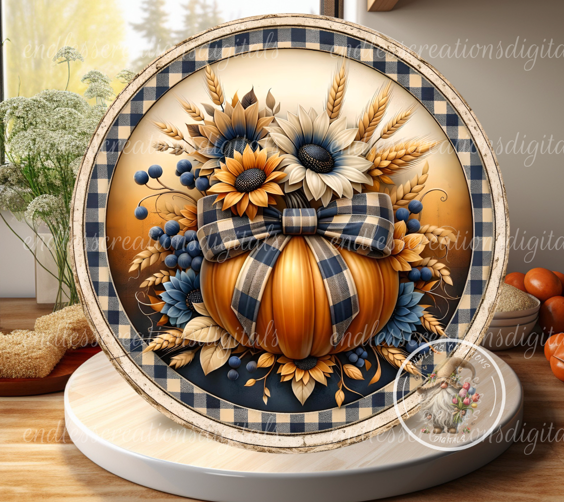 FLORAL FALL PUMPKIN ROUND/CLOCK DESIGN BUNDLE OF 3