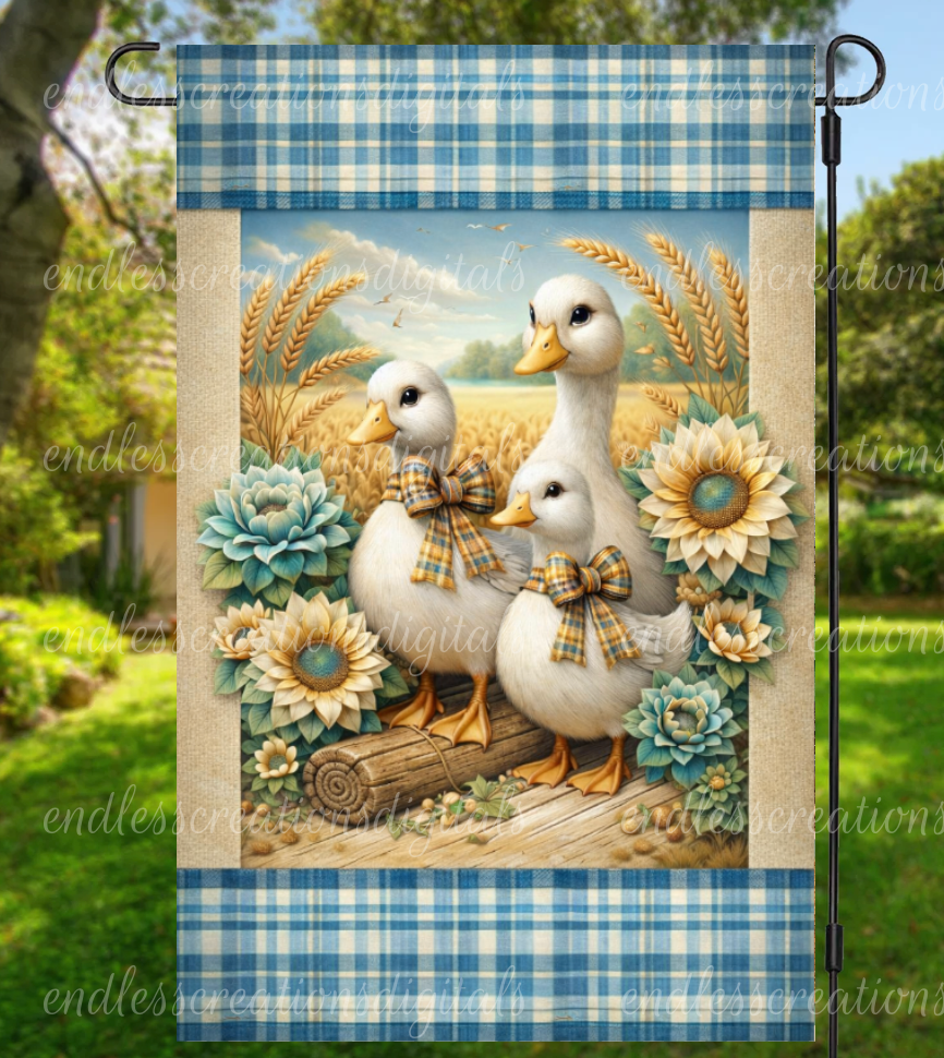 WELCOME SUMMER FLORAL WHITE GEESE