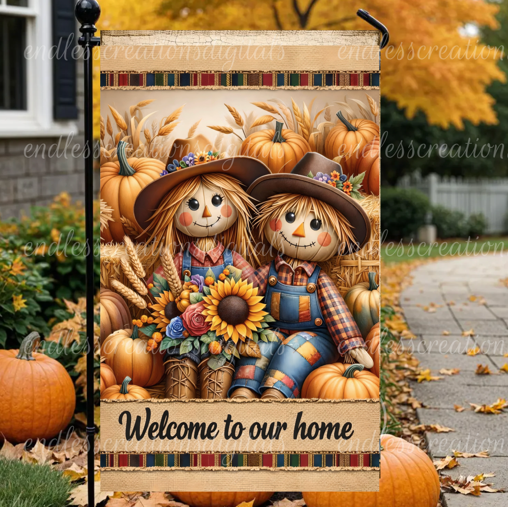 FALL WELCOME SCARECROW COUPLE