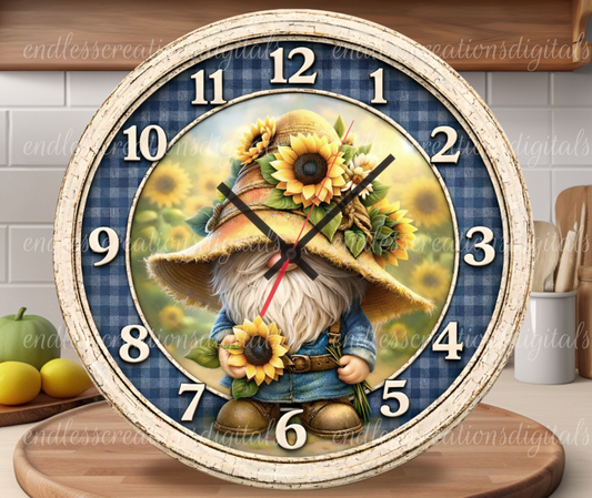 SUNFLOWER GNOME ROUND/CLOCK DESIGN BUNDLE OF 3
