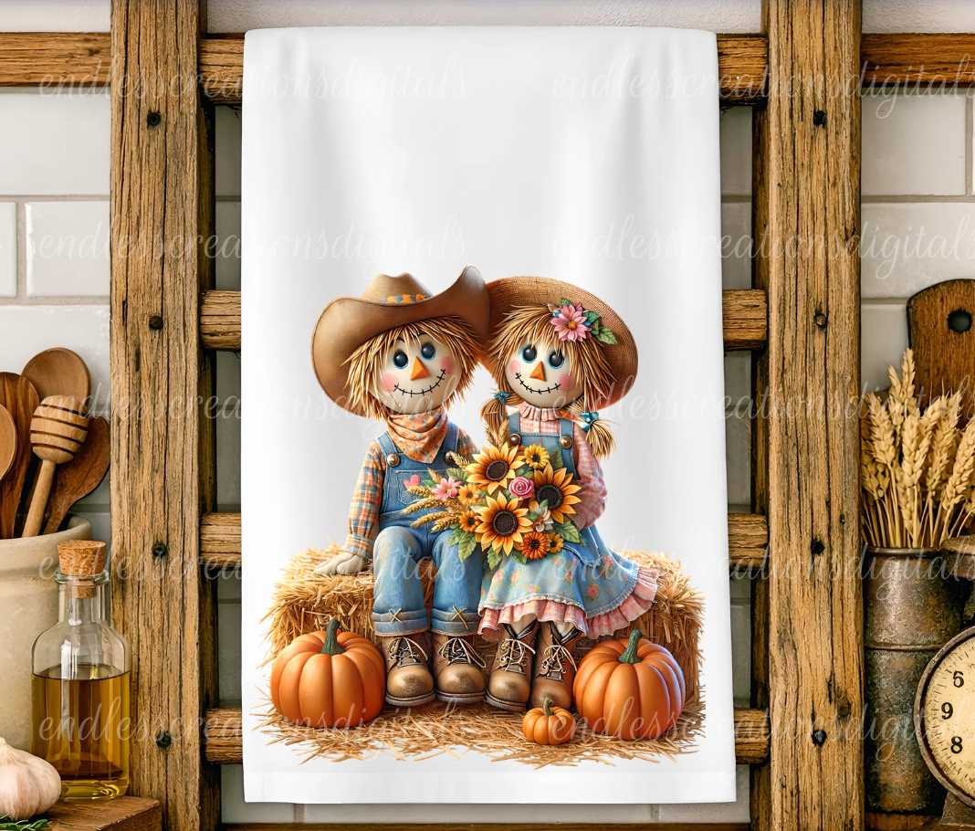 FALL SCARECROW COUPLE ROUND/CLOCK DESIGN BUNDLE OF 3
