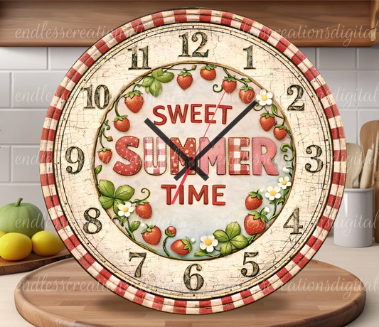 SWEET SUMMERTIME STRAWBERRY ROUND/CLOCK DESIGN