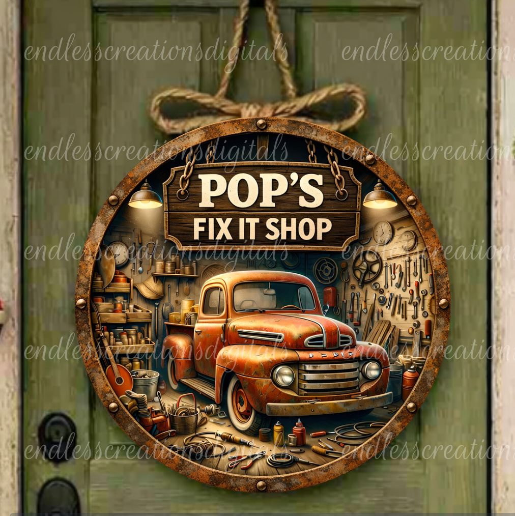 FATHERS DAY OLD TRUCK FIX IT SHOP ROUND/CLOCK DESIGN BUNDLE OF 5