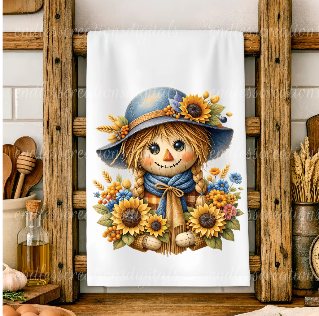FALL FLORAL SCARECROW ROUND/CLOCK DESIGN BUNDLE OF 3
