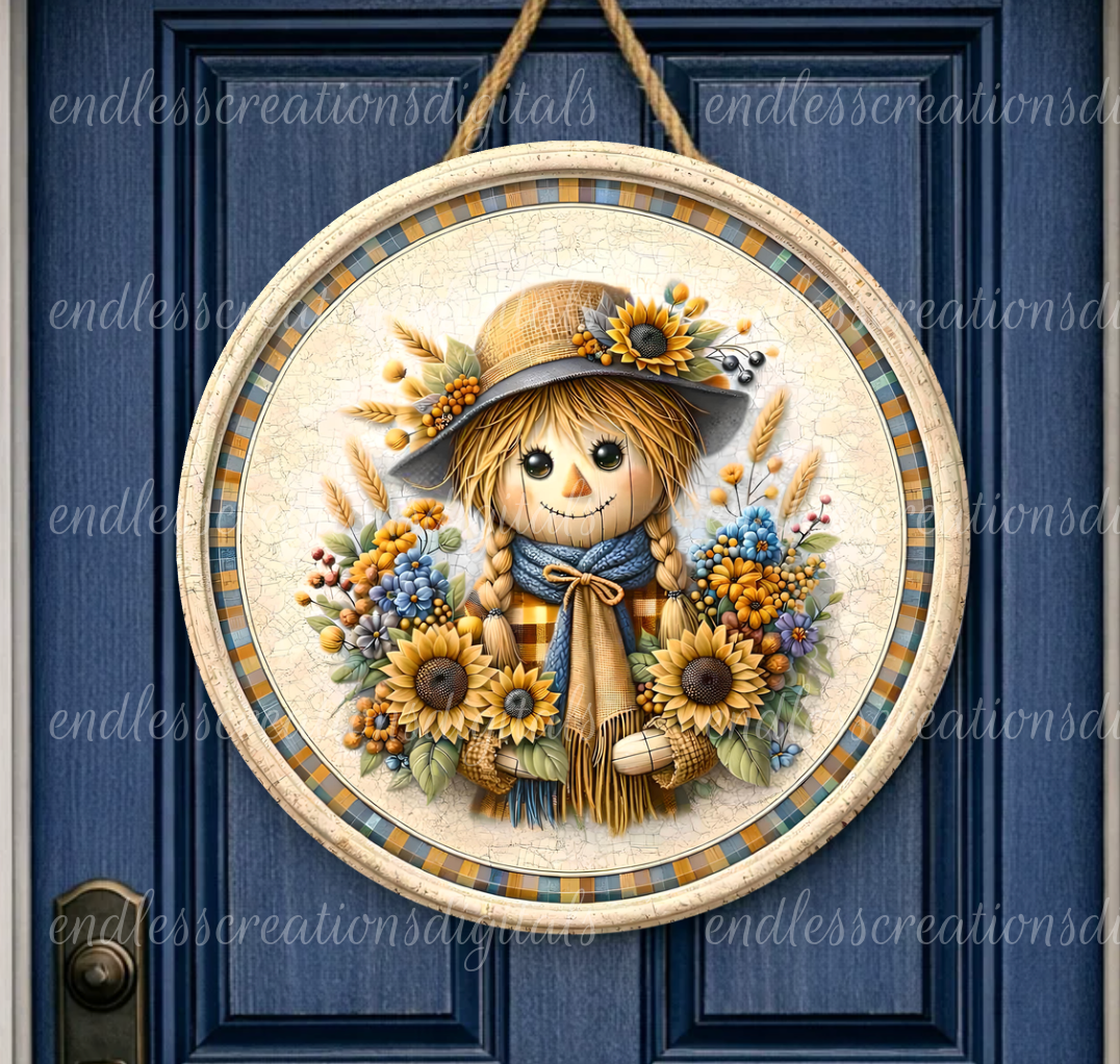 FALL FLORAL SCARECROW ROUND/CLOCK DESIGN BUNDLE OF 3