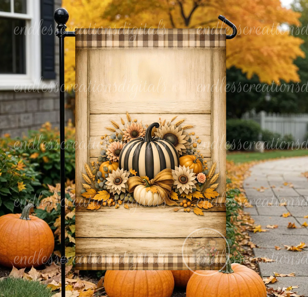 HAPPY FALL FLORAL PUMPKIN GARDEN FLAG