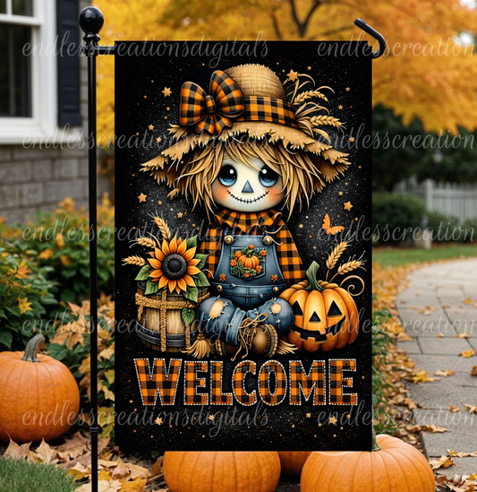 FALL WELCOME SCARECROW GARDEN FLAG