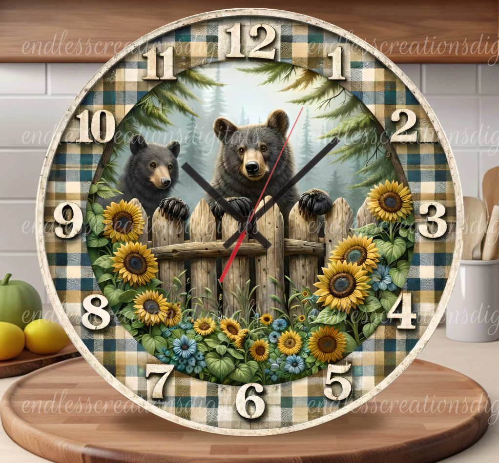 BLACK BEAR COUPLE ROUND/CLOCK DESIGN