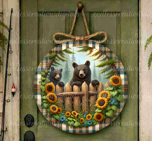 BLACK BEAR COUPLE ROUND/CLOCK DESIGN