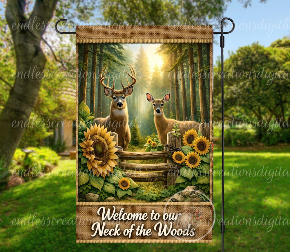 WELCOME DEER GARDEN FLAG
