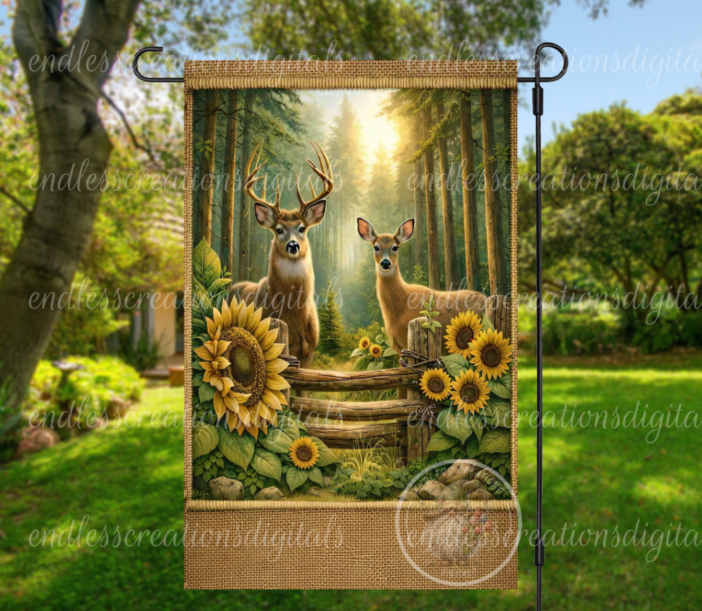 WELCOME DEER GARDEN FLAG