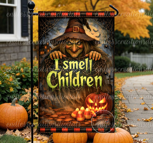 HALLOWEEN SMELL CHILDREN GARDEN FLAG