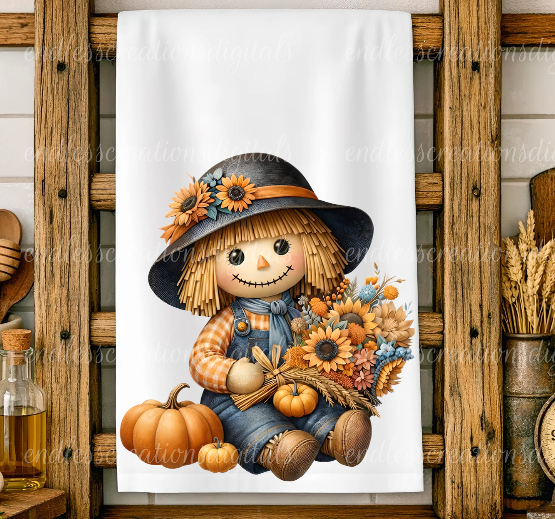 CUTE FALL SCARECROW ROUND/CLOCK DESIGN BUNDLE OF 3
