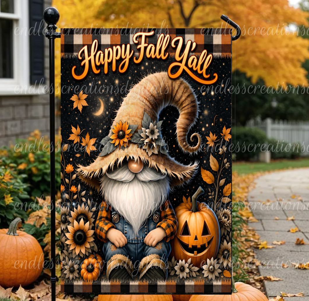 HAPPY FALL GNOME GARDEN FLAG