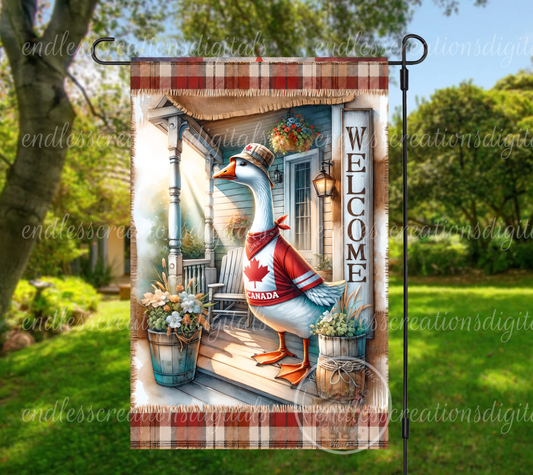CANADA PORCH GOOSE GARDEN FLAG AND ROUND