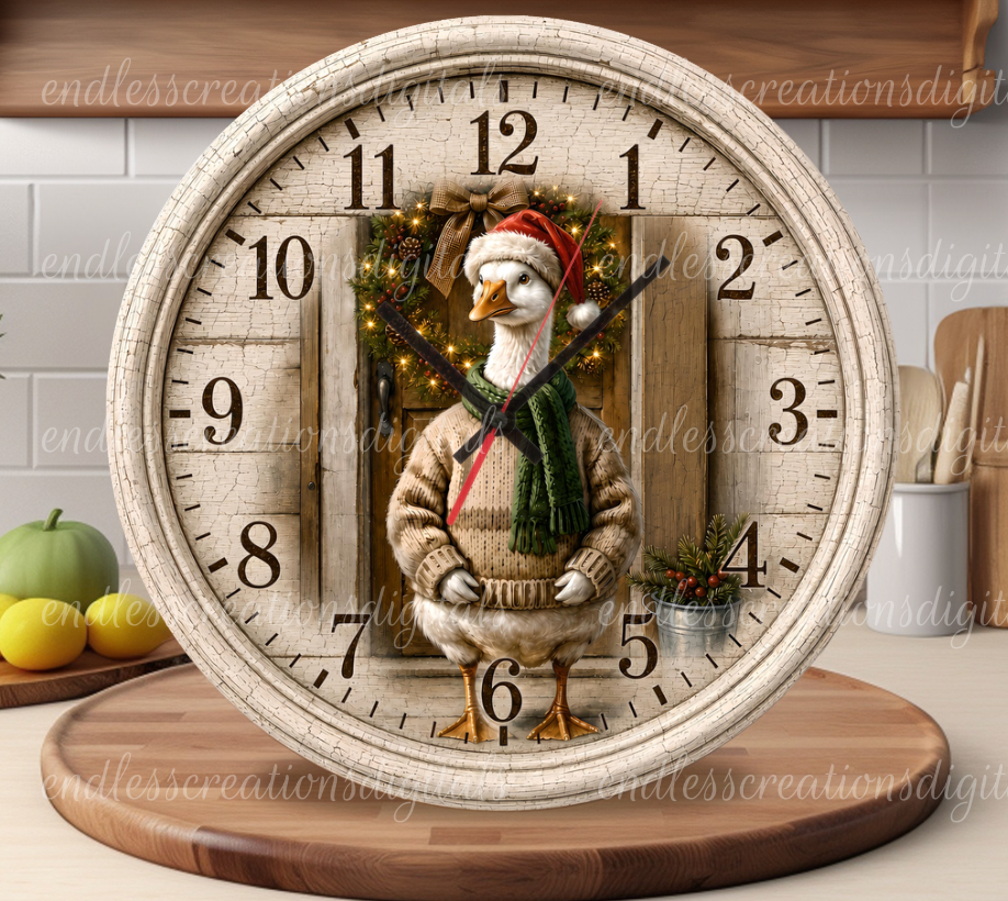 WINTER HOLIDAY GOOSE ROUND/CLOCK DESIGN