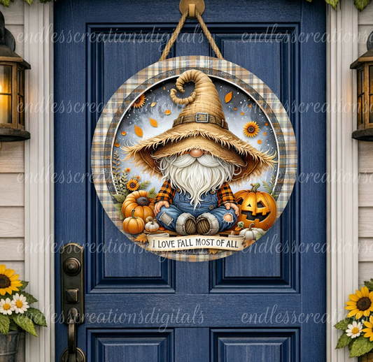 I LOVE FALL GNOME ROUND