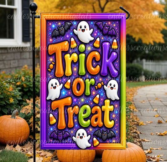 TRICK OR TREAT GARDEN FLAG