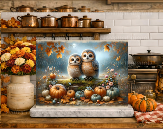FALL OWLS RECTANGLE/CLOCK DESIGN