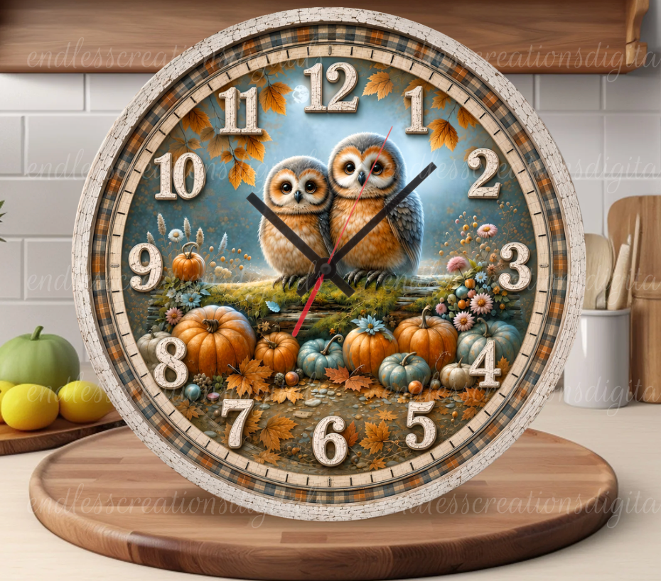FALL OWLS RECTANGLE/CLOCK DESIGN
