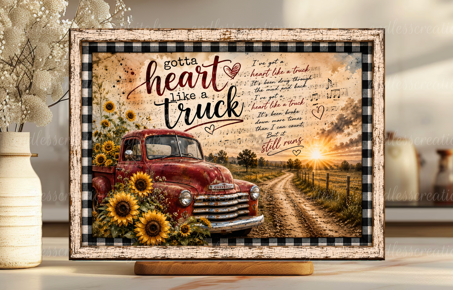 HEART LIKE A TRUCK ROUND/CLOCK DESIGN BUNDLE OF 4