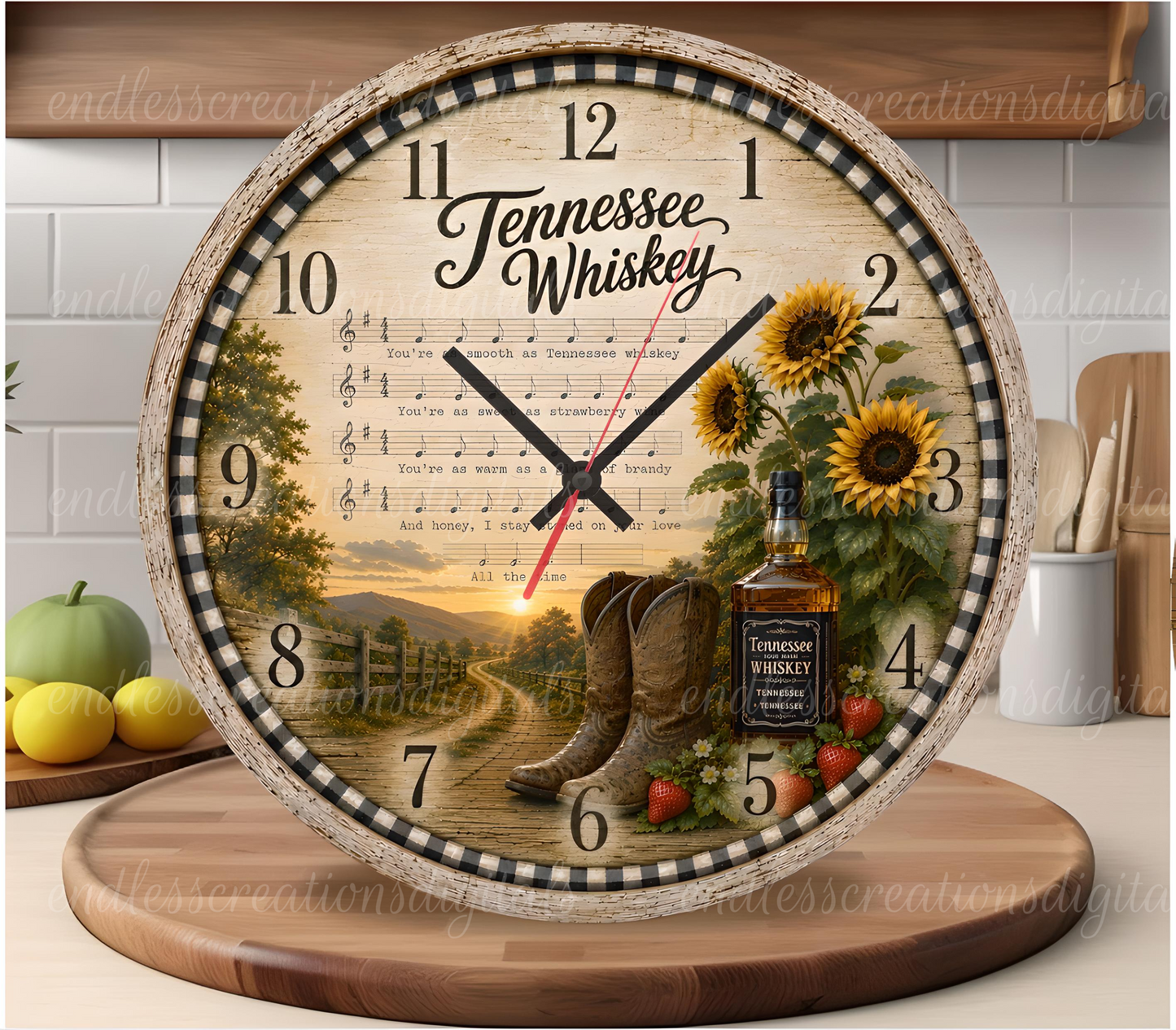 TENNESSEE WHISKEY ROUND/CLOCK DESIGN BUNDLE OF 4