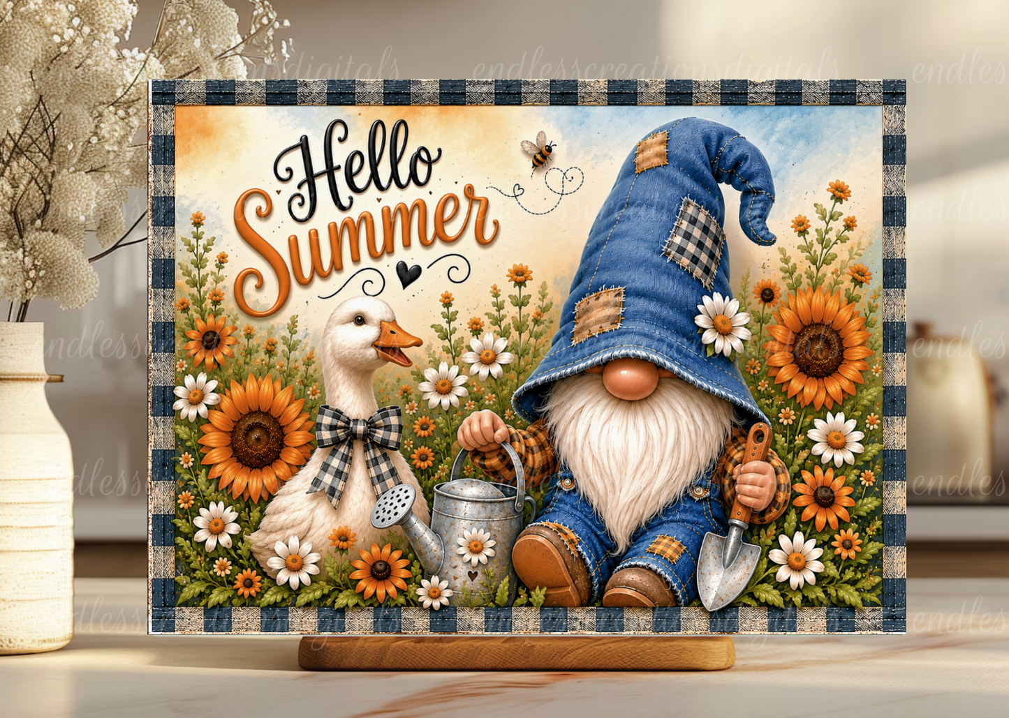 HELLO SUMMER GNOME ROUND/CLOCK DESIGN BUNDLE OF 5
