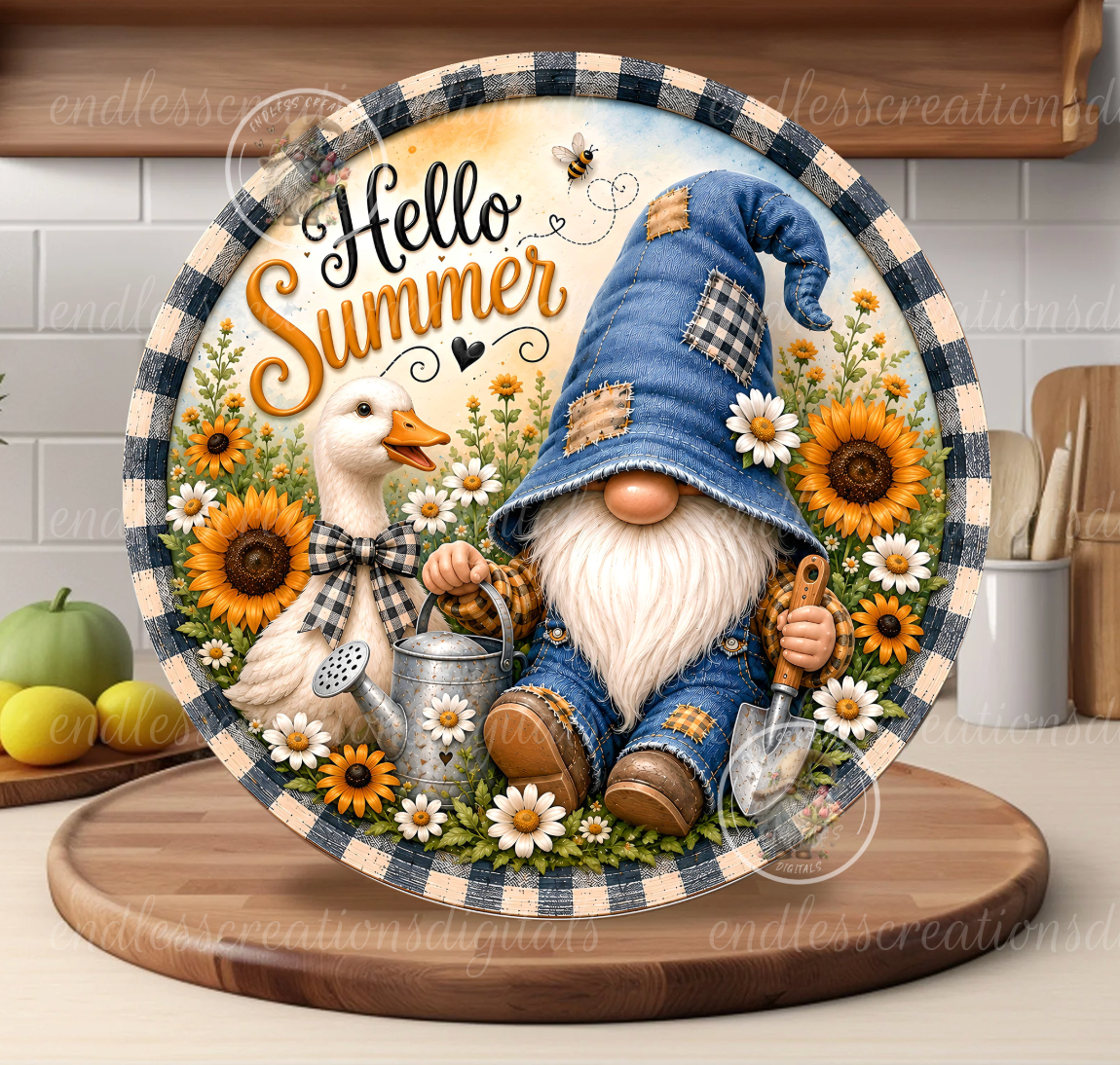 HELLO SUMMER GNOME ROUND/CLOCK DESIGN BUNDLE OF 5