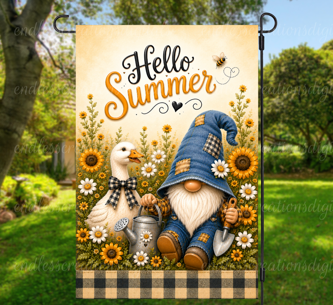HELLO SUMMER GNOME ROUND/CLOCK DESIGN BUNDLE OF 5