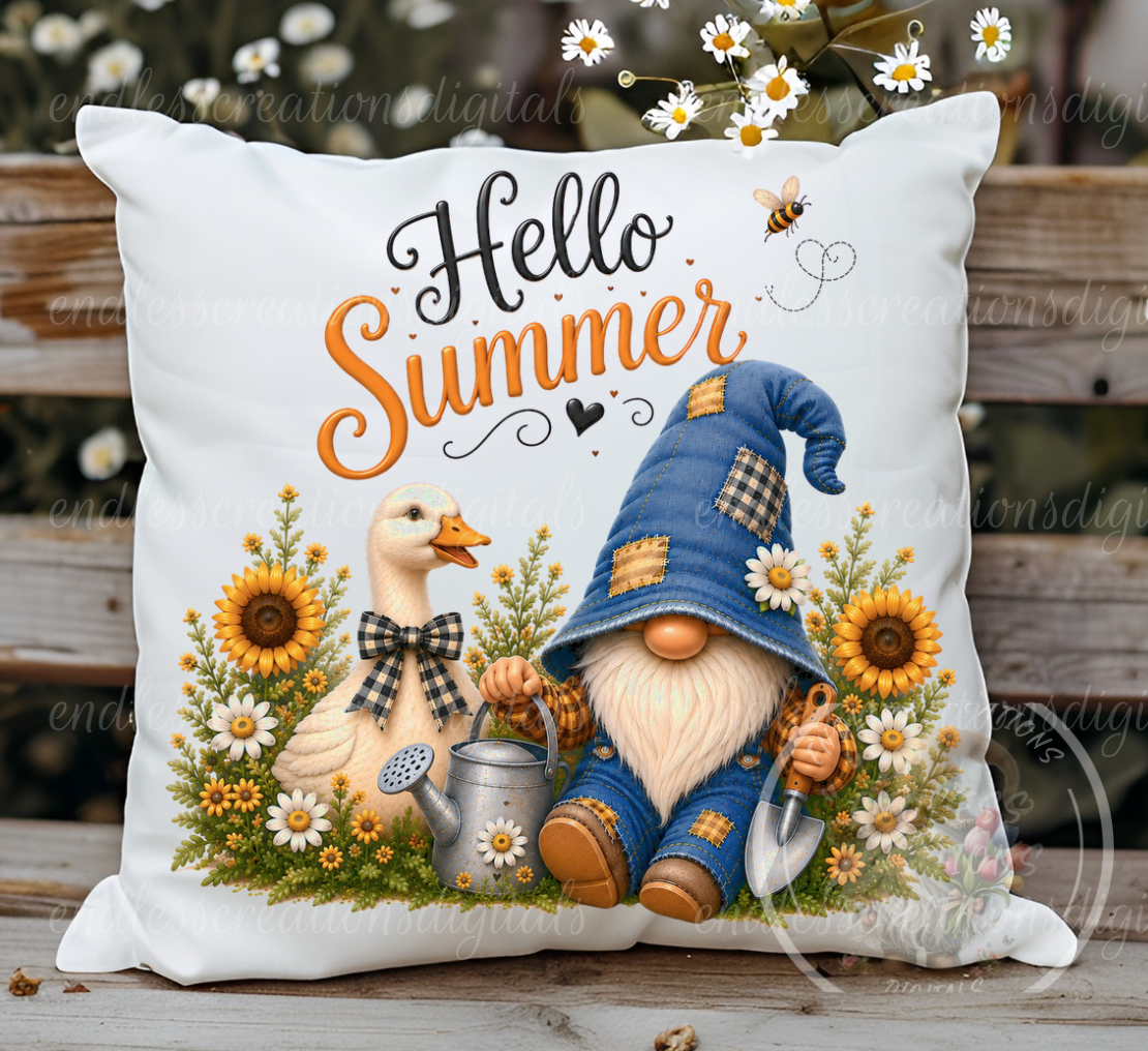 HELLO SUMMER GNOME ROUND/CLOCK DESIGN BUNDLE OF 5