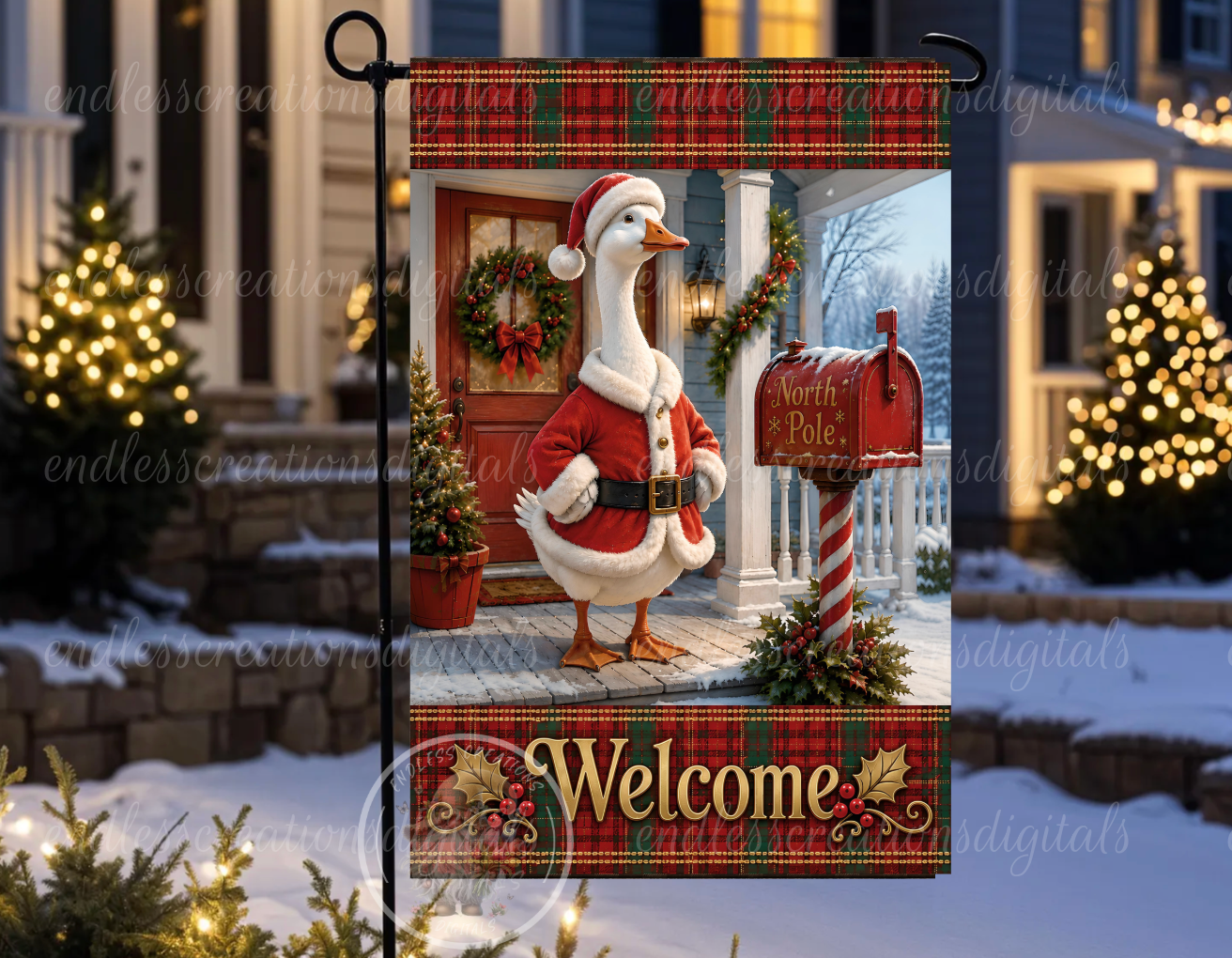 MERRY CHRISTMAS GOOSE ROUND/CLOCK DESIGN BUNDLE OF 6