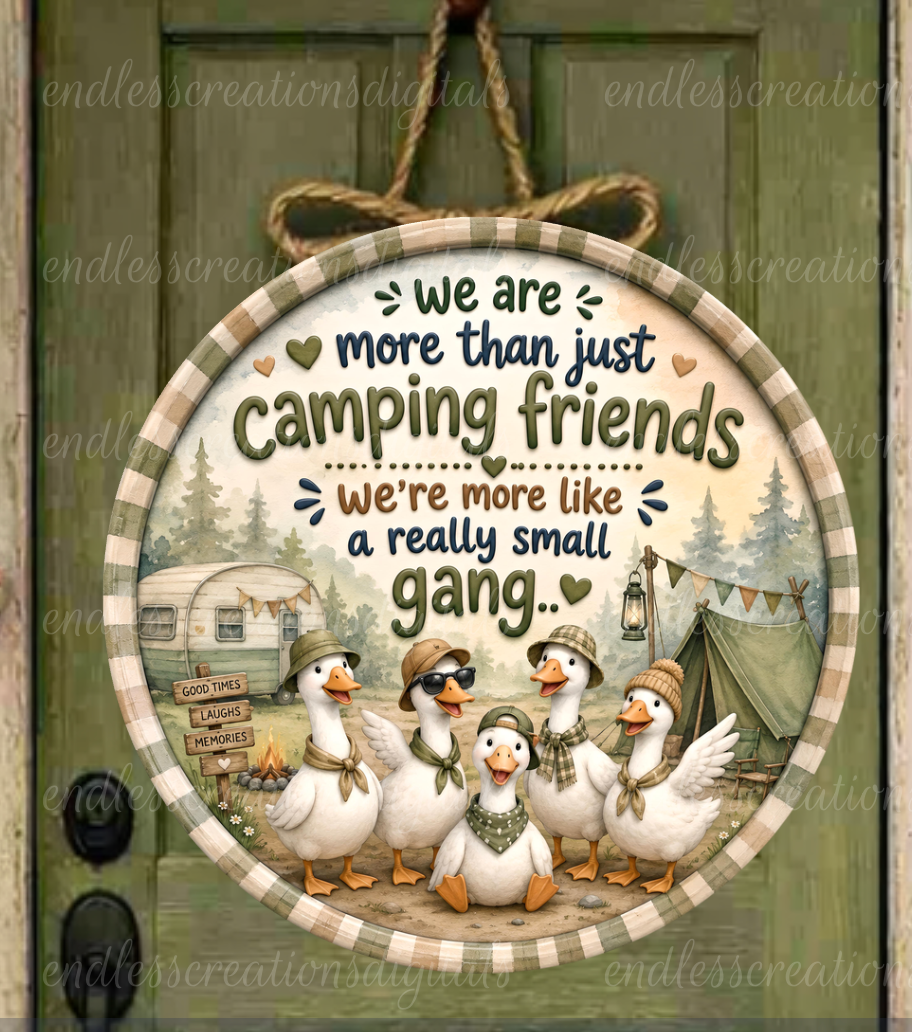 CAMPING FRIENDS GOOSE ROUND/GARDEN FLAG BUNDLE OF 2