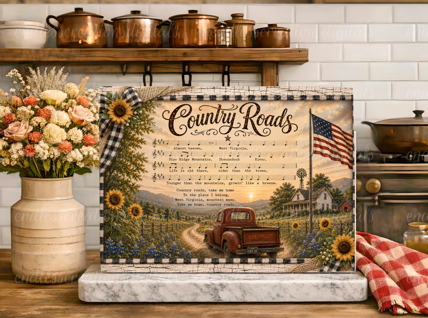 COUNTRY ROADS ROUND/CLOCK DESIGN BUNDLE OF 5