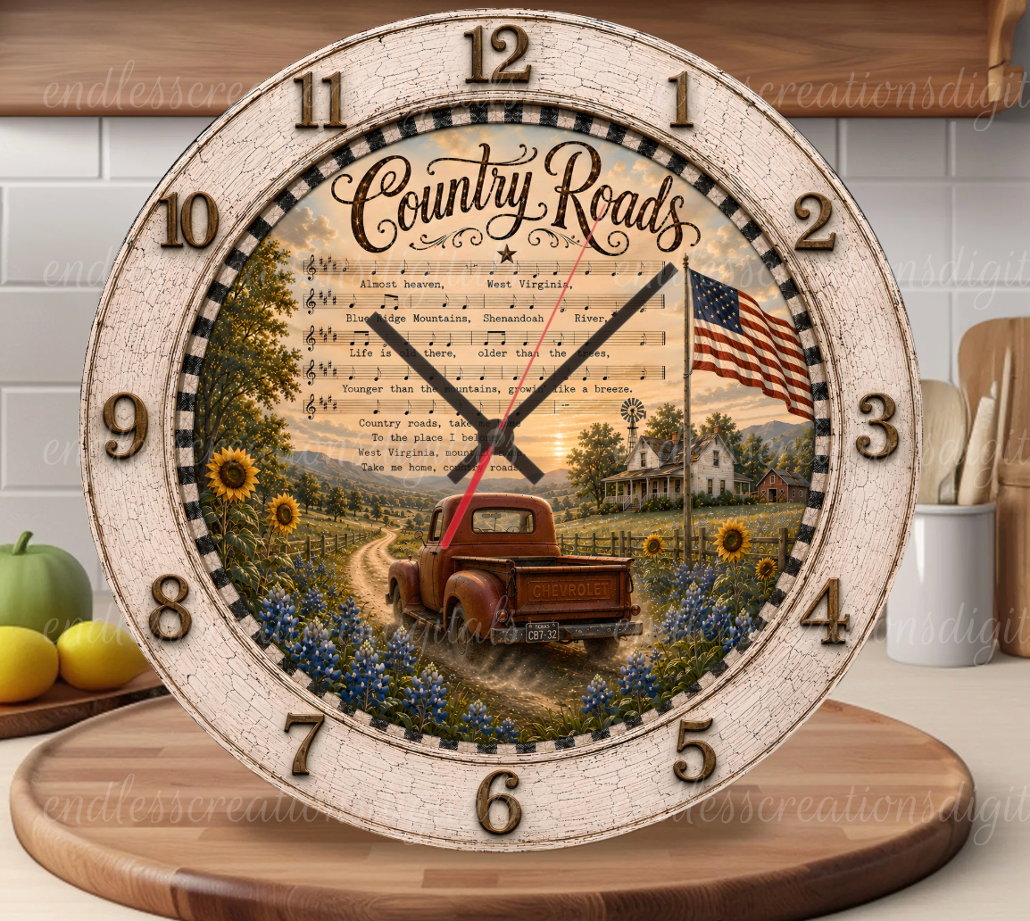 COUNTRY ROADS ROUND/CLOCK DESIGN BUNDLE OF 5