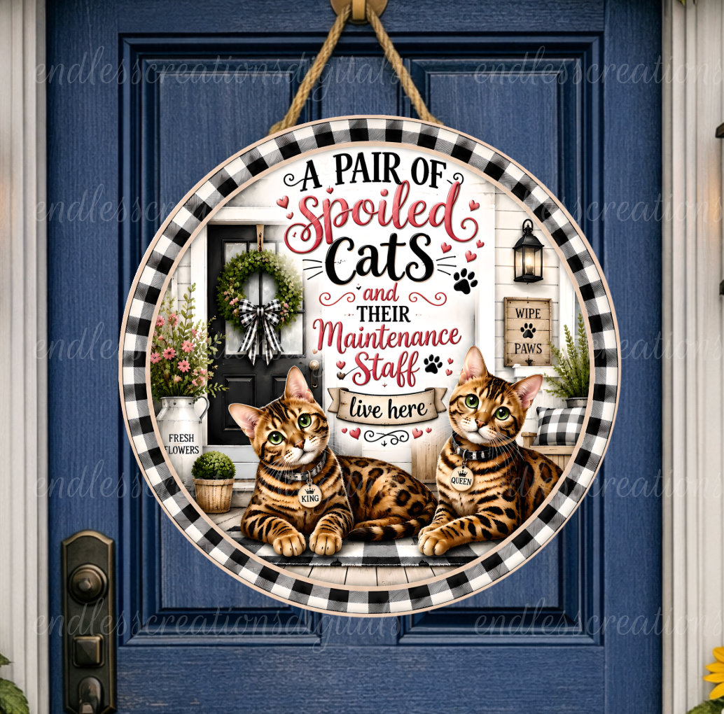 SPOLIED CATS ROUND/GARDEN FLAG BUNDLE OF 2