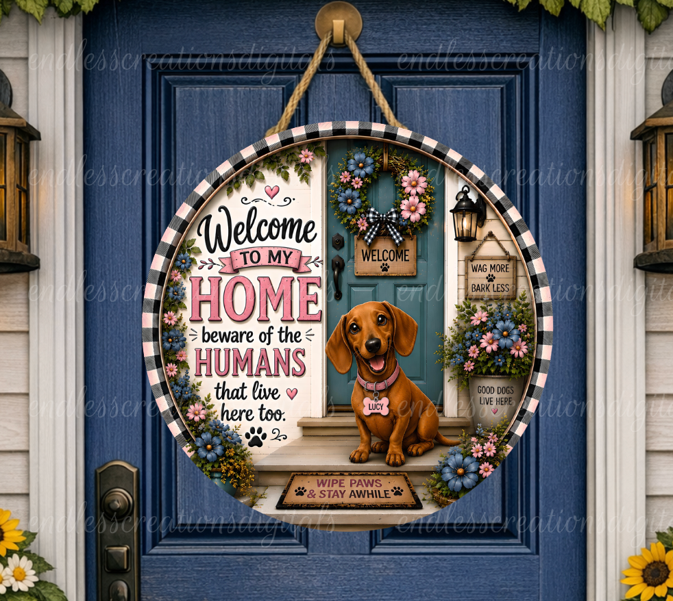 WELCOME DACHSHUND ROUND/GARDEN FLAG BUNDLE OF 2