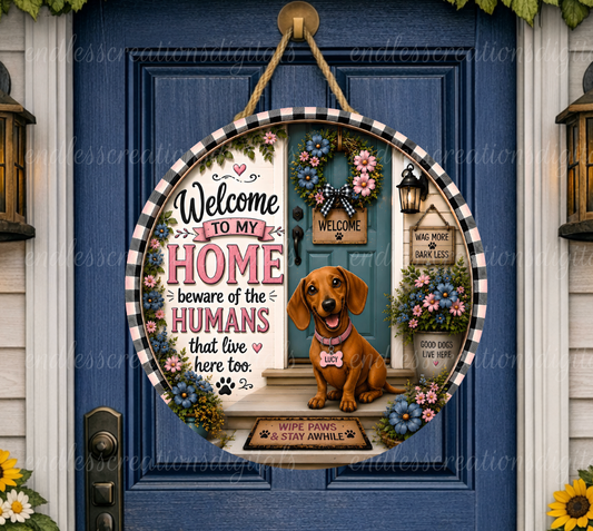 WELCOME DACHSHUND ROUND/GARDEN FLAG BUNDLE OF 2