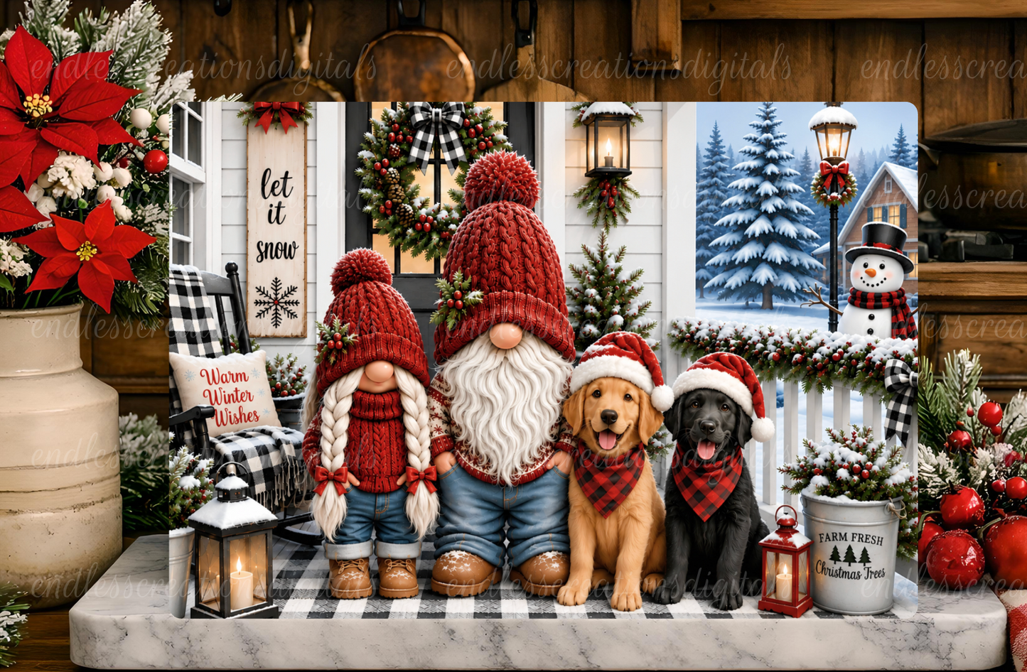 LET IT SNOW CHRISTMAS GNOME COUPLE